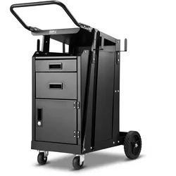 VEVOR Mobiler Werkstattwagen, Schweißwagen mit 2 Schubladen & abschließbarem Schrank, 158 kg Gewichtskapazität, 360° schwenkbare Räder, Schweißgerätewagen für MIG-Schweißgerät, Plasmaschneider