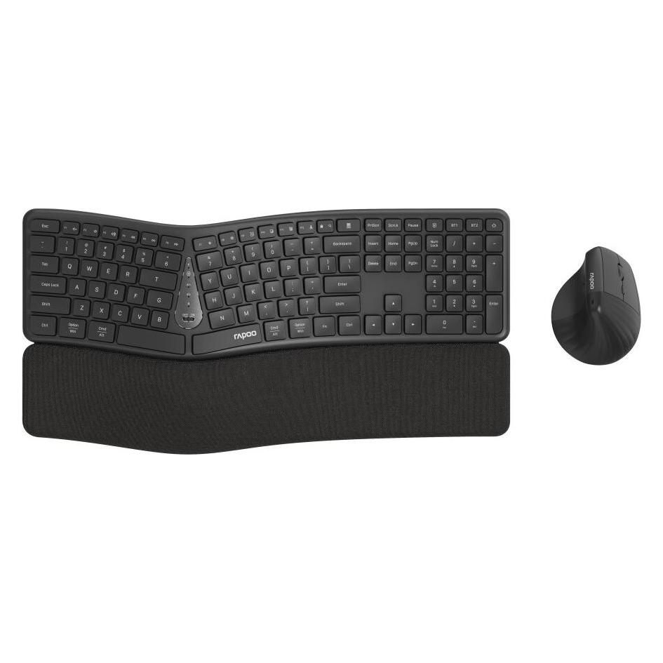 Rapoo Ergonomische Multi mode Kombo Set "8810ME", Grau, QWERTZ (DE, Kabellos) (00228285)