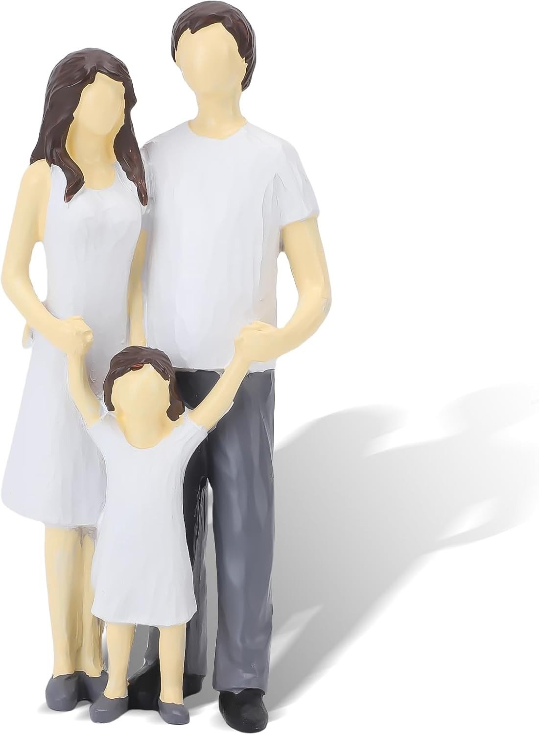 Set van 3 handgeschilderde resin familiefiguren als decoratieve tabletop beelden