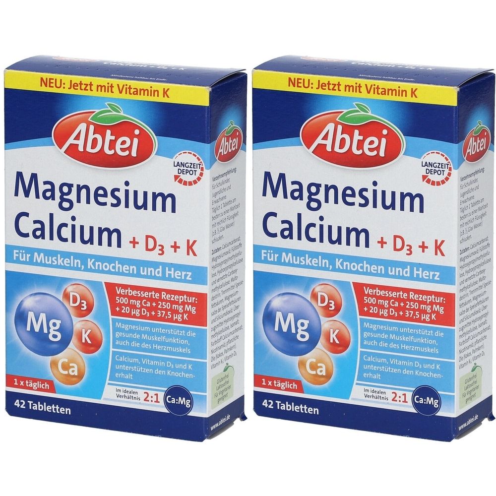 Abtei Magnesium Calcium+D+K Tabletten 2x 2x42 St
