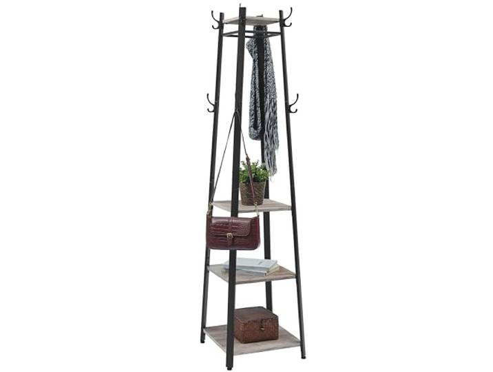 VASAGLE Garderobe, Kapstok met 4 Planken, met Metalen Frame