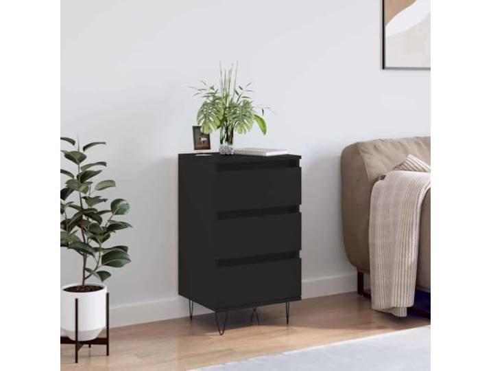 HEFZGDB Schwarzes Sideboard mit 3 Schubladen aus Holzwerkstoff und Metallbeinen, Modernes Sideboard mit Wandhalterung für sichere Befestigung, mit Stauraum für Wohnzimmer, Zeitloses