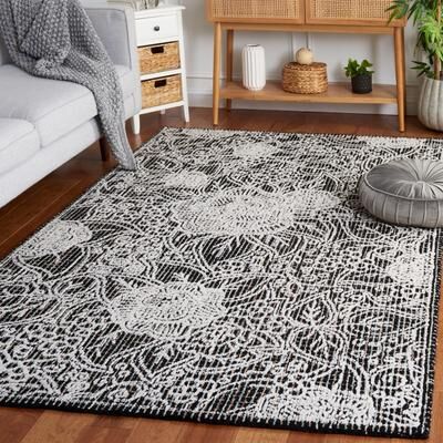 SAFAVIEH Handmade Ebony Marian Modern Floral Wool Rug