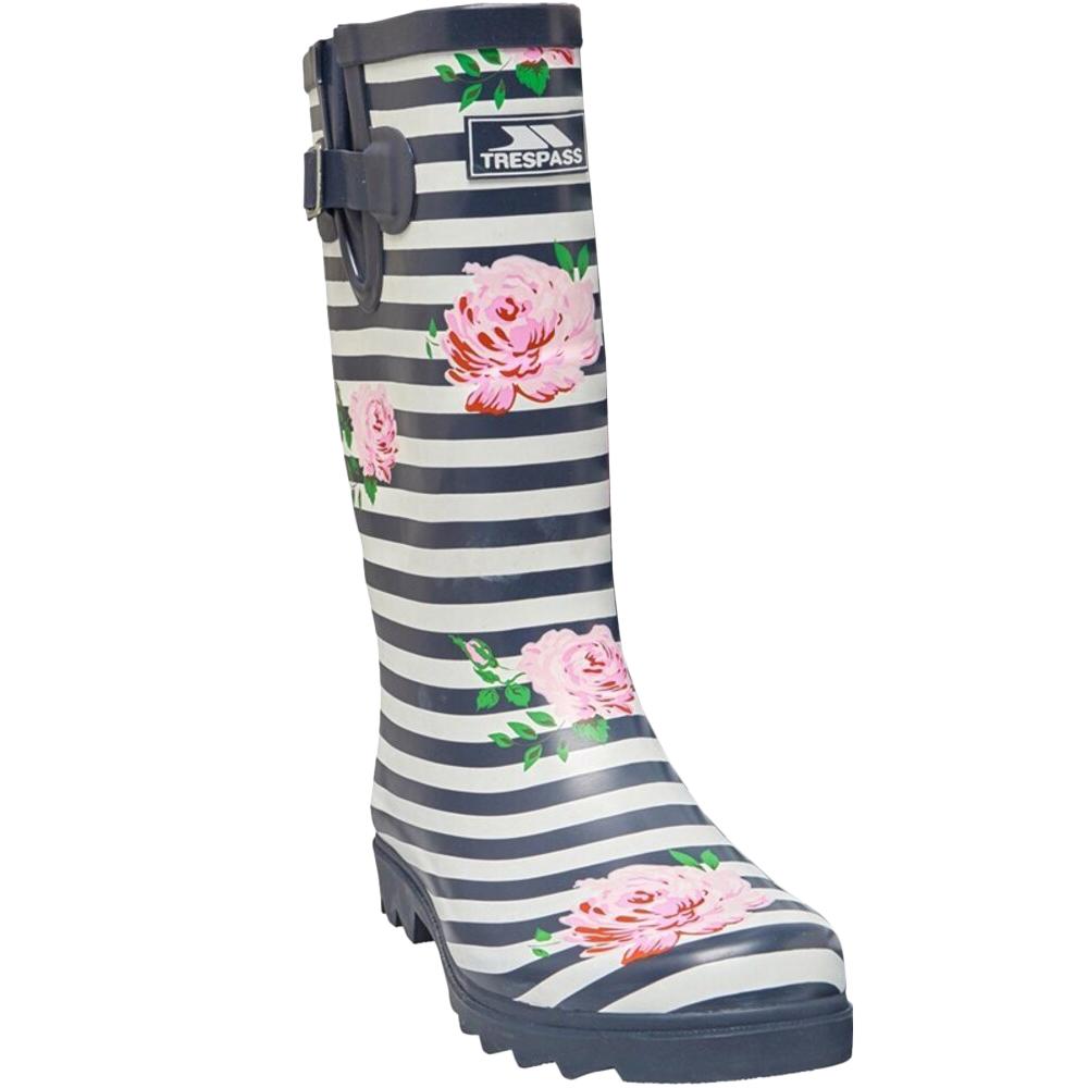 Trespass Dames/dames Elena gebloemde wellingtonlaarzen (Marine / Wit / Roze)