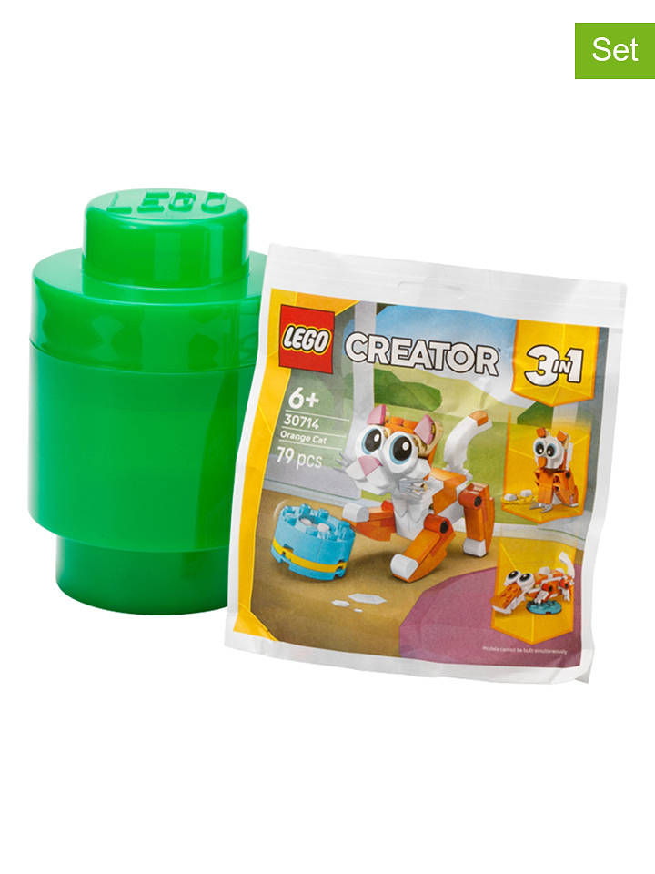 LEGO 2tlg.Set: Aufbewahrungsbox "Brick 1" in Grün - onesize