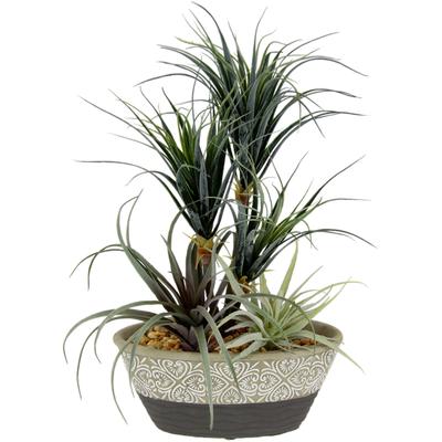 Kunstpflanze I.GE.A. "Dracena/Tillandsia", grün, B:23cm H:31cm L:18cm, Kunstpflanzen, Kunstpflanze, Im Übertopf aus Keramik