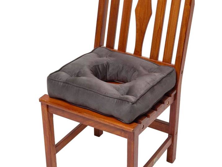 STUHLKISSEN 40/40/10 cm, creme mit Aussparung – Velours Entlastungskissen