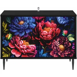 vidaXL, TV Möbel, Cordorano (Dunkler Pfingstrosen-Druck) (33 x 69 x 50.50 cm)