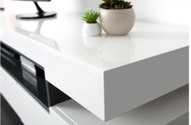 Miliboo Design-TV-Möbel lackiert Weiß glänzend LIVO