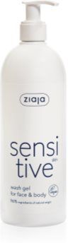 Ziaja Sensitive gel de limpeza para rosto e corpo para pele sensível e irritada 400 ml. Sensitive