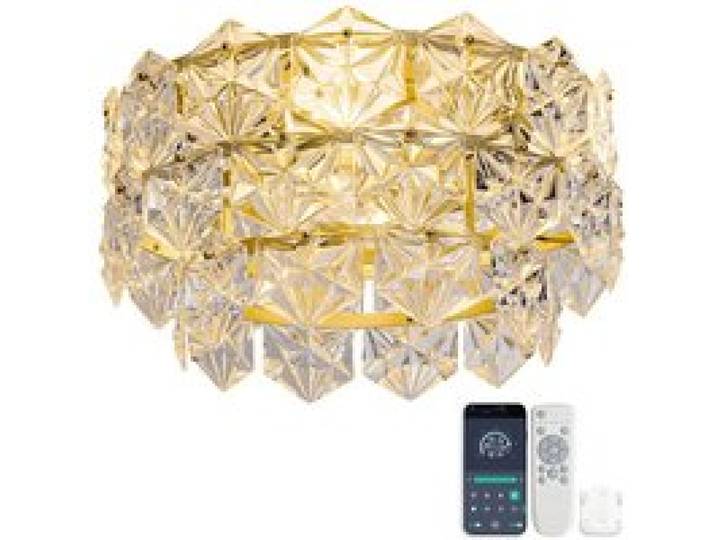 Modenuit plafonnier ventilateur 19 pouces en cristal doré 6 vitesses réversible application Bluetooth et télécommande