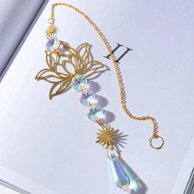 Uplift Picks Crystal Suncatcher Lotus Wind Chime Pendant Metal Garden Hanging Decor a