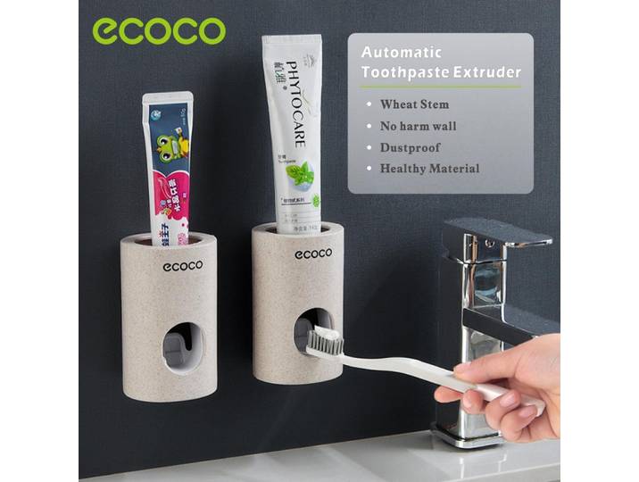 ECOCO-Distributeur automatique de dentifrice, presse-dentifrice anti-poussière, support mural, accessoires ménagers