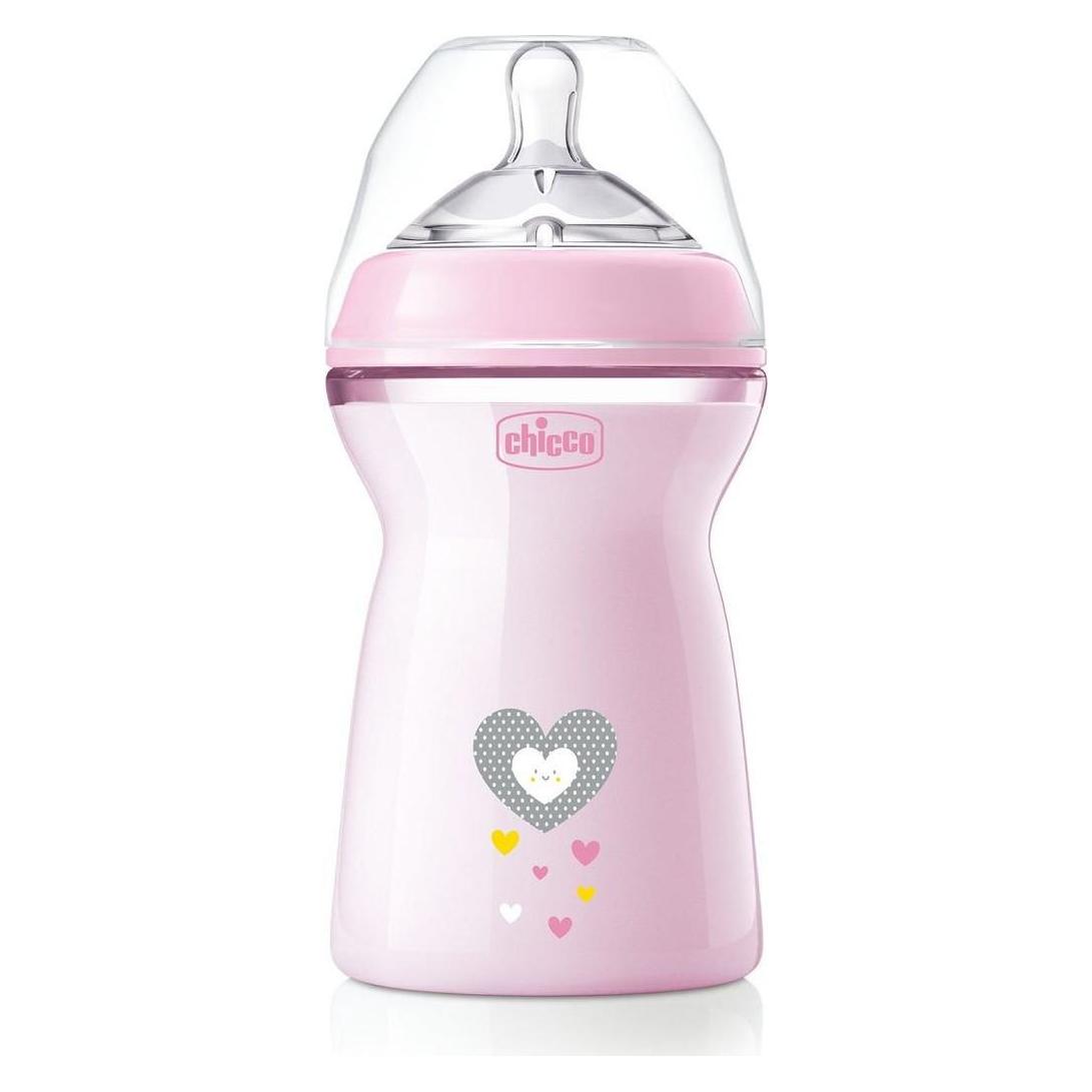 Chicco Babyfläschchen NATURAL FEELING PP Sauger Silikon schneller Fluss PINK 6m+ (330 ml) (00081335100000)