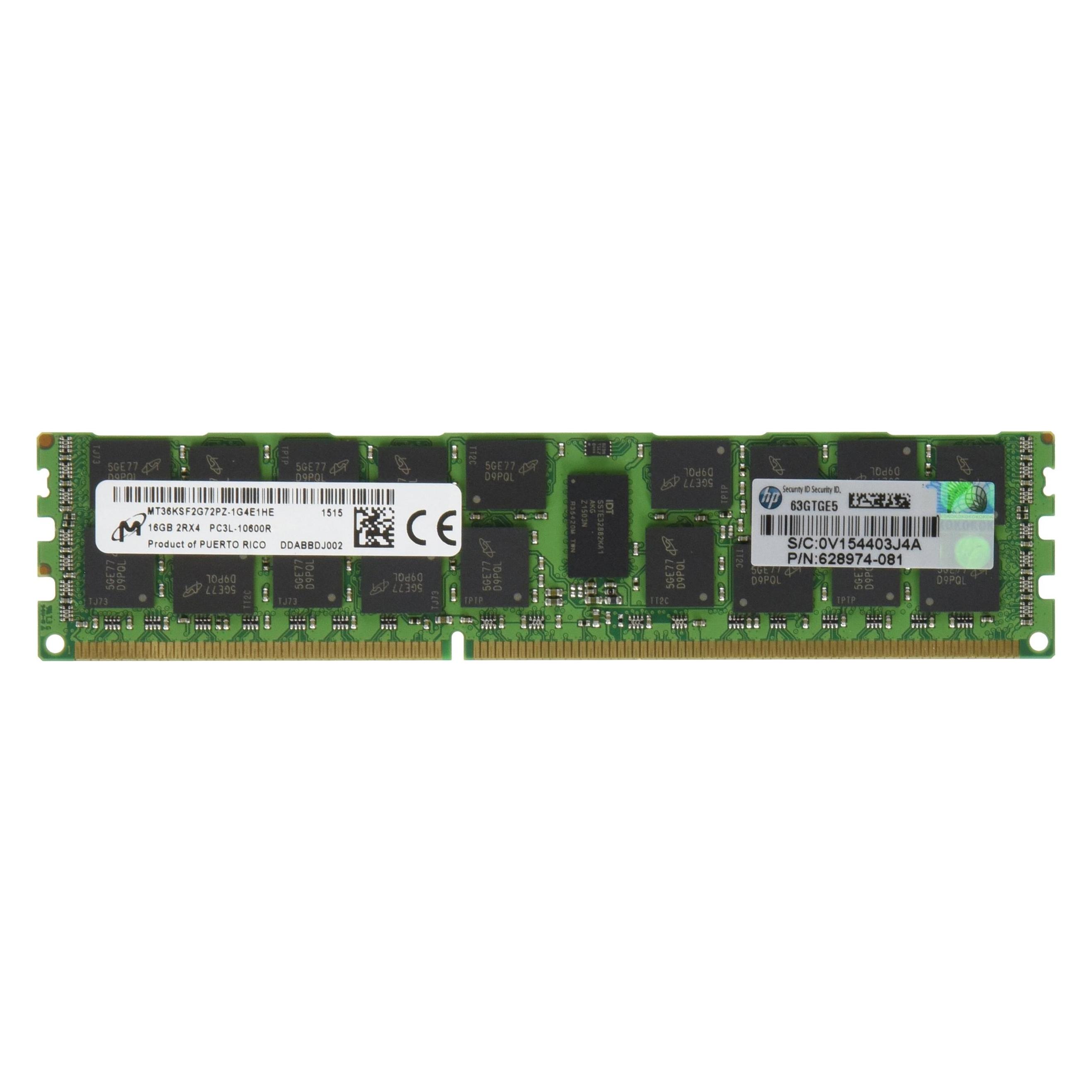HP 16GB DDR3 Registered DIMM (Dual Rank, Low Power) (1 x 16GB, 1333 MHz, DDR3-RAM, DIMM) (627812-B21)