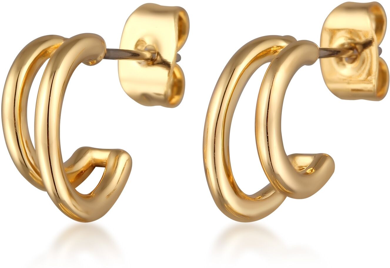Paar Ohrstecker ELLI "Ohrringe Halbcreolen Zweireihig Ohrstecker Goldfarben" Gr. 13, gold, Ohrringe, Damen, 13, Messing