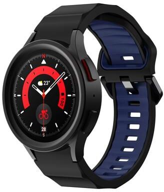 Everyday Crate Samsung Galaxy Watch 6 Silicone Watch Band Wave Texture Two Color Replacement Strap black Blue
