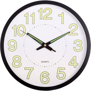 Böttcher-AG Wanduhr Leuchtziffern Kunststoff, analog, Quarzuhr, Ø 29 cm, schwarz