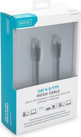 DIGITUS Patchkabel CAT6 S-FTP RJ45 zwart, 3.0 meter