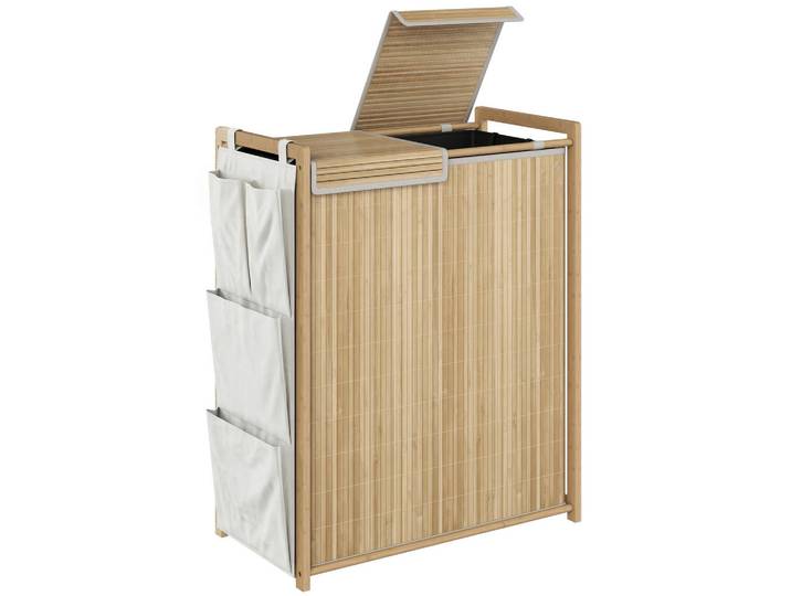 Homcom Wäschesammler Bambus, Oxford-Stoff Naturholz, Naturfarben, Naturmaterialien, 33x78x63 cm, Haushalt & Reinigung, Wäschepflege, Wäschekörbe & Tonnen