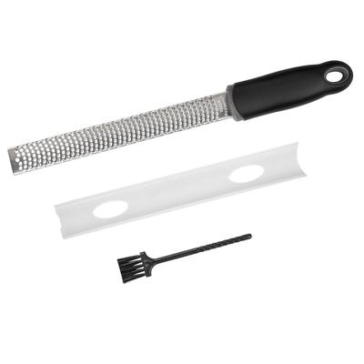 Intirilife Handreibe aus Edelstahl in Schwarz - 32.5 x 2.5 cm - Käsereibe Zesteur Zestenreißer Zitrusreibe Hobel zum Kochen Verfeinern und Dekorieren