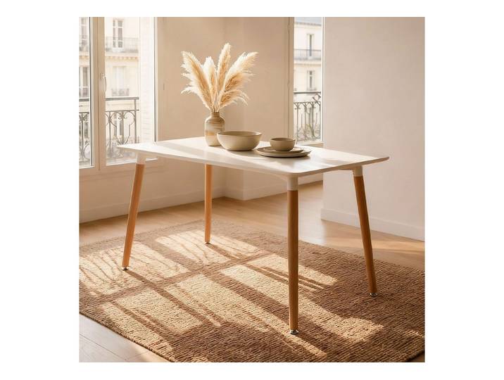 IDIMEX Esstisch SHANNON, Esszimmertisch 120x70 cm mit MDF-Platte und Buchenholzbeinen Weiß