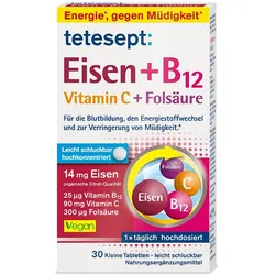 TETESEPT Eisen+B12 Vitamin C+Folsäure Filmtabl. 30 St