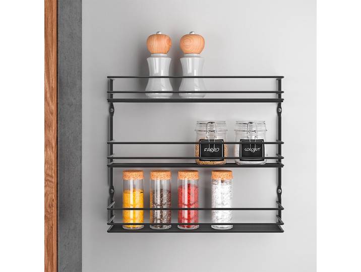 Metaltex - Kruidenrek Pepito 3 - 3 lagen - Zwart - 36x8x31cm