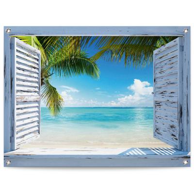 Poster REINDERS "Strandfenster", blau (farbe bild(er): blau), B:80cm H:60cm T:0,1cm, Leinwand, Bilder, Poster, Outdoor für Garten oder Balkon