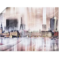 Poster ARTLAND "Hamburg Skyline Abstrakte Collage II", beige (farbe bild(er): naturfarben), B:40cm H:30cm, Bilder, Poster, ohne Rahmen