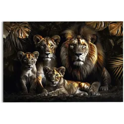 Glasbild LION FAMILY (BHT 116x78x1,20 cm) - bunt - BHT 116x78x1,20 cm