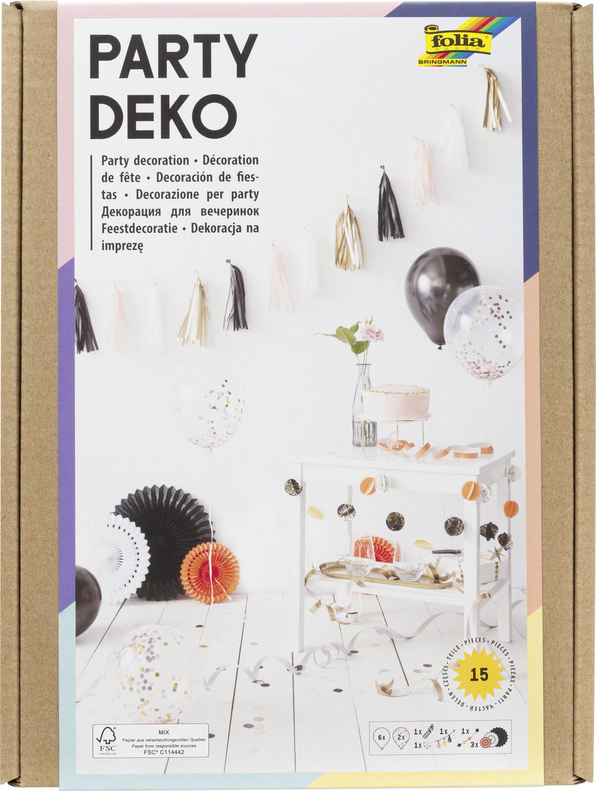 folia Modern Partydeko-Set mehrfarbig 45401