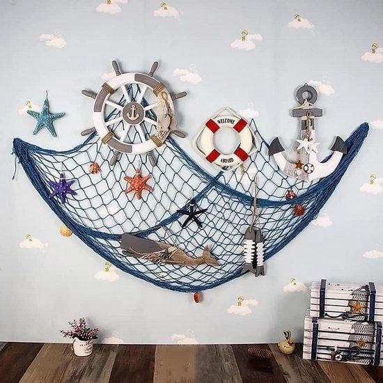 WAN Decoratief Visnet voor Strand- en Zeethema Woondecoratie