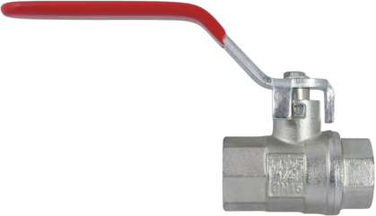 AquaCraft Kugelhahn aus Messing 1001000136 1/2" IG x IG – mit flachem rotem Hebelgriff, PTFE-Kugelabdichtung & EPDM-O-Ring