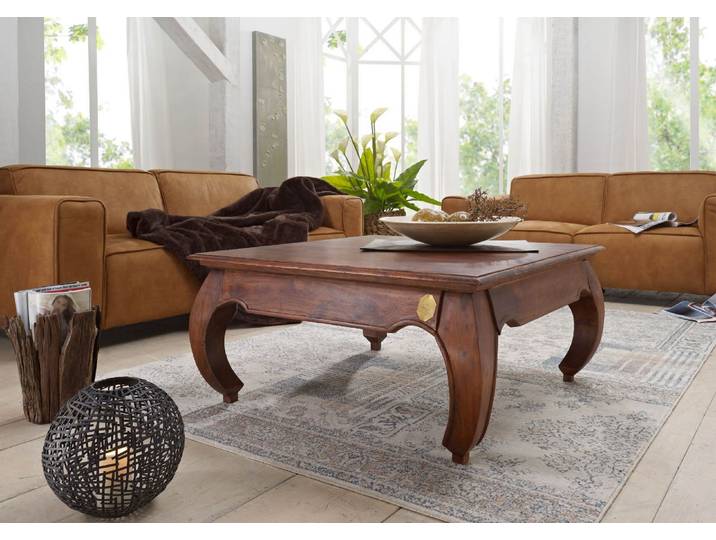 Couchtisch Akazie 90x90x40 nougat lackiert OPIUM #614
