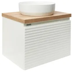 Naturel Savona Waschtischunterschrank 58x43x44,8 cm weiß glänzend, Platte Halifax-Eiche SAVONA60BIDDH