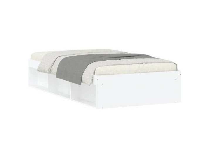 Lit Adulte 90x190 cm Lit simple Cadre de lit blanc CHY79754123