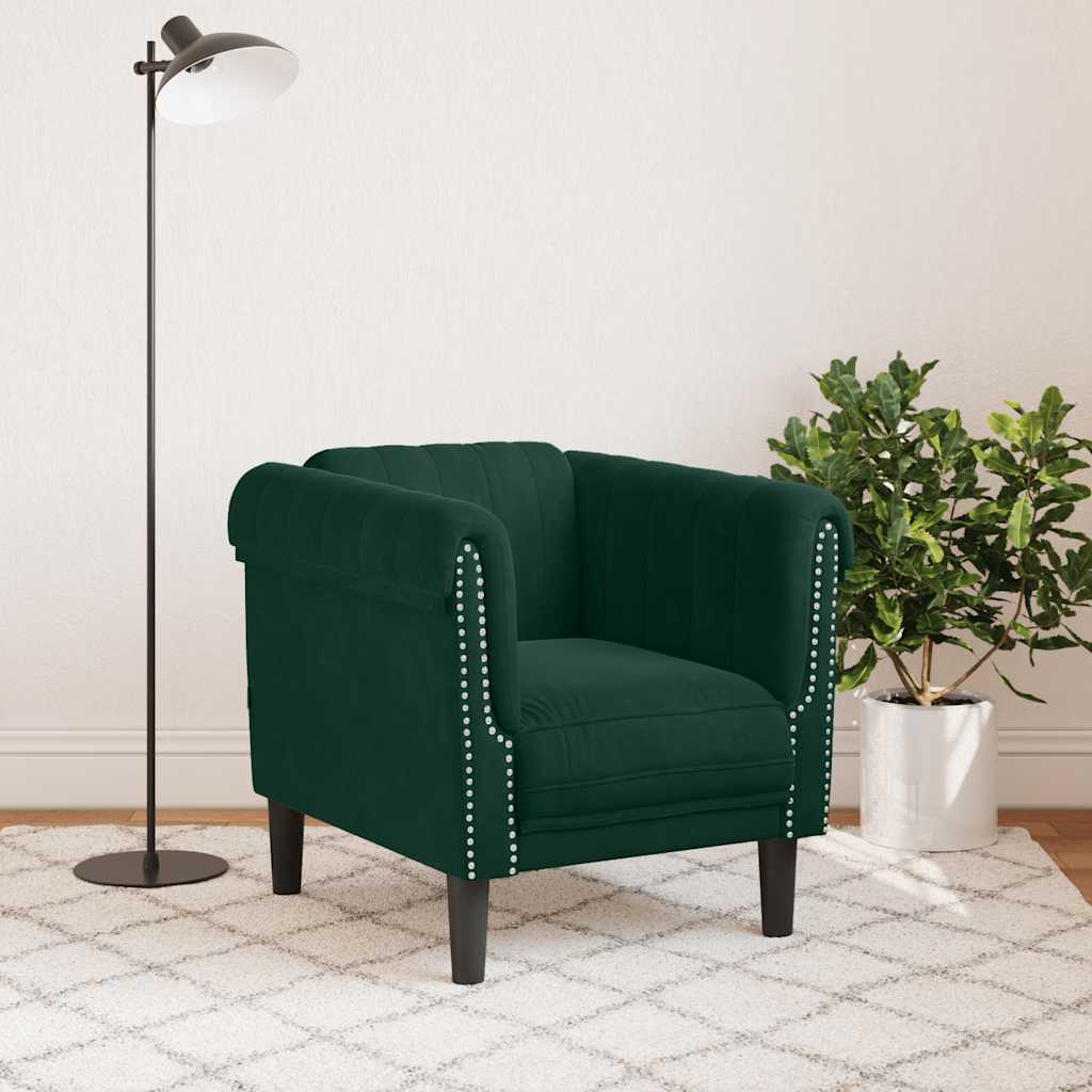 vidaXL Fauteuil vert foncé velours