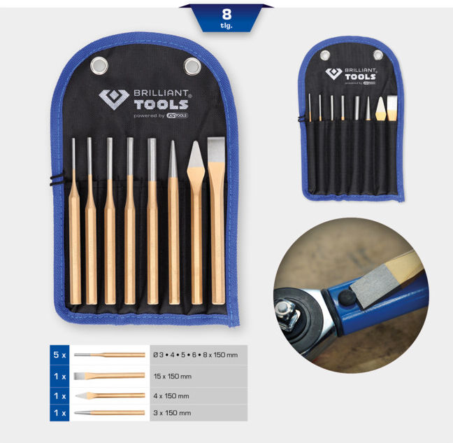 Brilliant Tools Jeu de burins et de chasses, 8 pcs (BT085060)