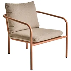 Gartensessel Bendt mit Kissen aus Aluminium und Teddy-Olefin, skandinavischer Stil, Peach Beige, Outdoor geeignet