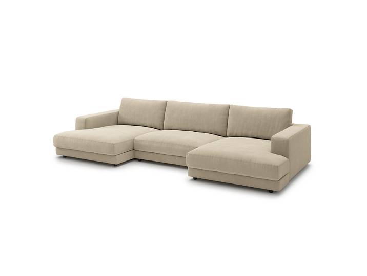 Wohnlandschaft Beige Webstoff Esila 170cm Gleichschenklig Modern Polyurethanschaum