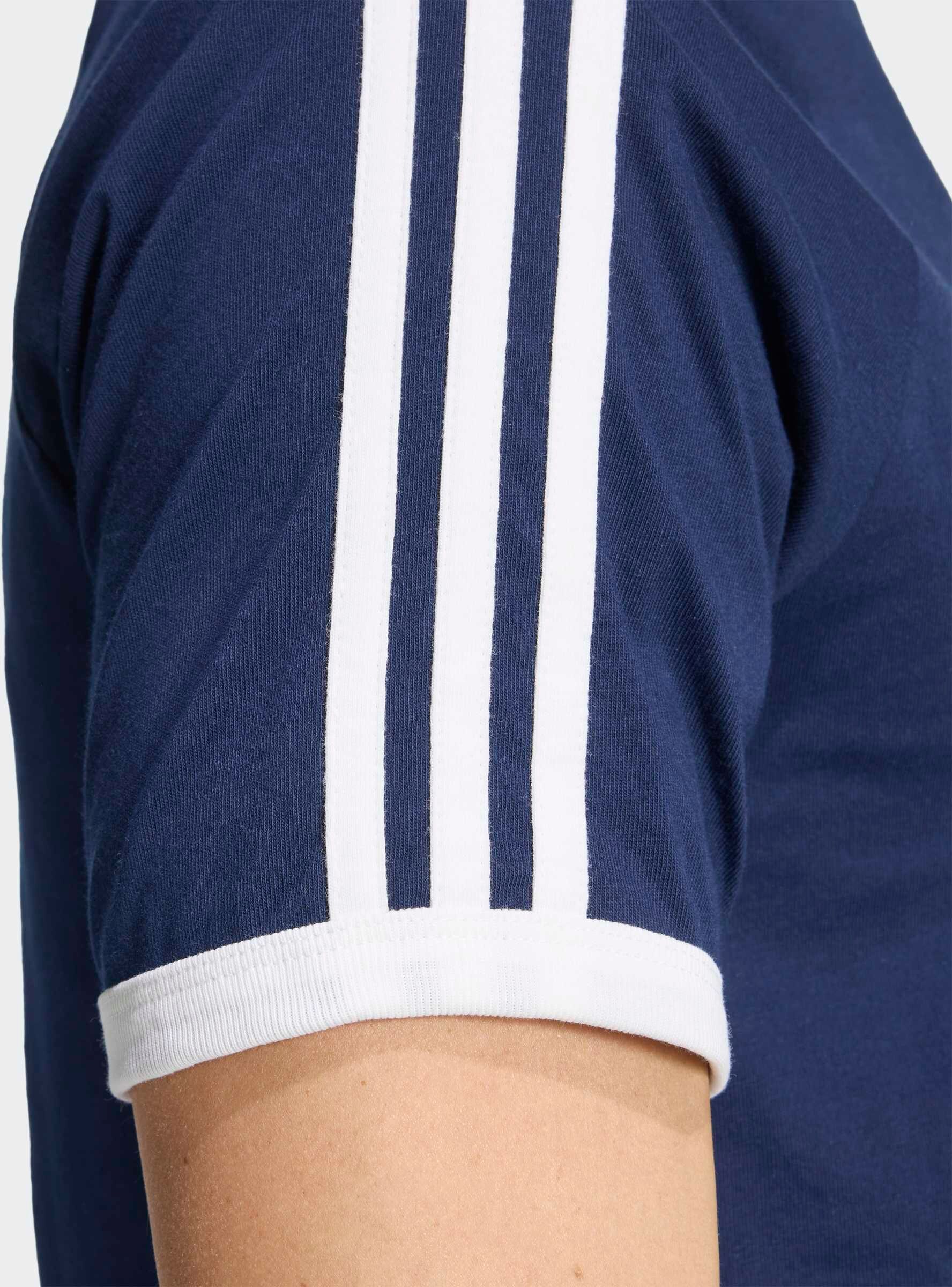 T-Shirt ADIDAS ORIGINALS "3-STREIFEN RINGER, SCHMAL GESCHNITTEN", Herren, Gr. M, night indigo, Obermaterial: 100% Baumwolle, normal, Rundhals, Shirts T-Shirt night indigo M