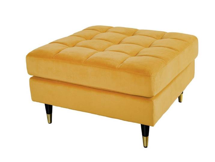 Licht-Erlebnisse Hocker SOPHIA, Hocker Samt Polster in Gelb B: 80 cm Retro
