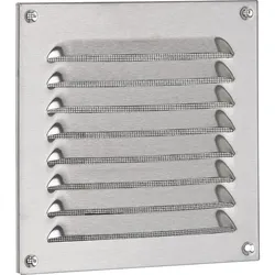 Wetterschutzgitter Edelstahl mit Insektenschutz,Schrauben u. Dübel 150x150 mm
