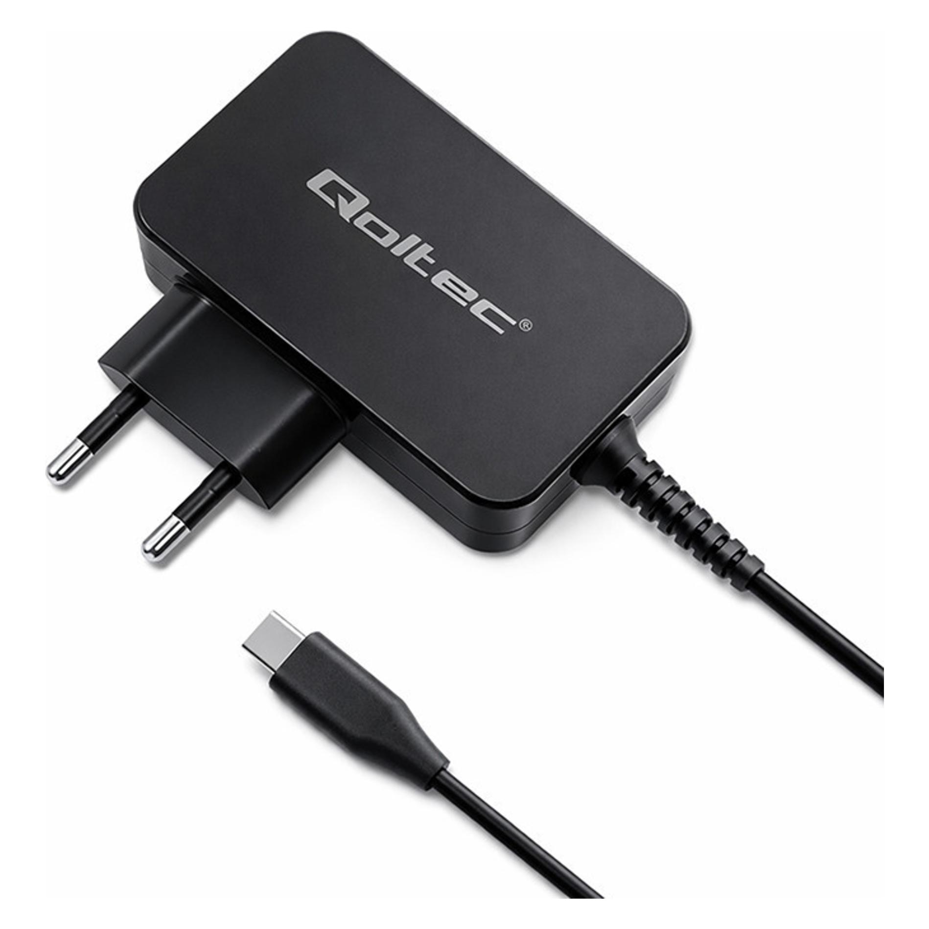 Qoltec Ładowarka GaN POWER PRO | 1xUSB-C | 30W | 5-20V | 1.5-3A | Czarna (52384)