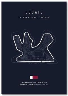 Inspired Finds F1 Racing Circuit Canvas Wall Art For Motorsport & Formula Racing Fans 7.87x11.81in Unframe losail