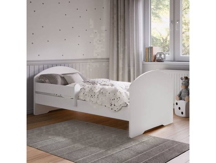 Lit enfant blanc 70x140 LUK avec barrière – lit fille et garçon avec sommier inclus