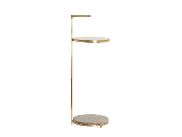 Light & Living Beistelltisch Leda, Braun, Bronze, Metall, Stein, rund, 26x76x26 cm, Wohnzimmer, Wohnzimmertische, Beistelltische, Beistelltische Metall