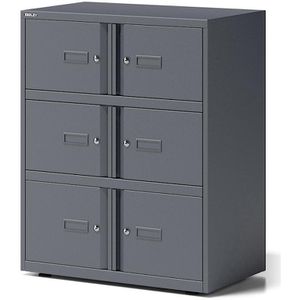 Bisley Schließfachschrank Essentials, anthrazit, 6 Fächer, Stahl, 80 x 100cm, mit Zylinderschloss