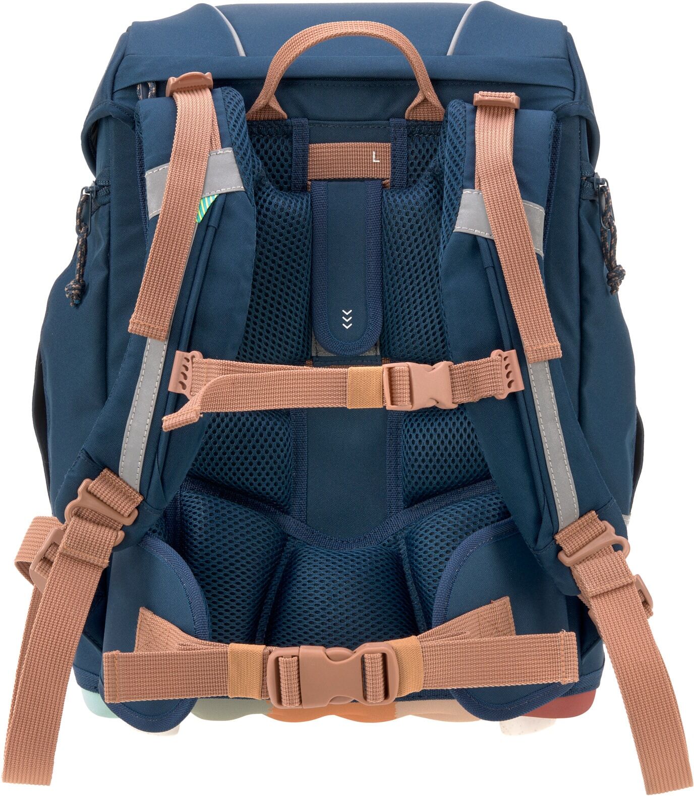 Schulranzen LÄSSIG "Unique, Boxy, Navy", Kinder, Gr. B/H/T: 30cm x 41,5cm x 25cm, blau (navy), Polyester, Rucksäcke Schulranzen, PETA-approved vegan; aus recyceltem Material